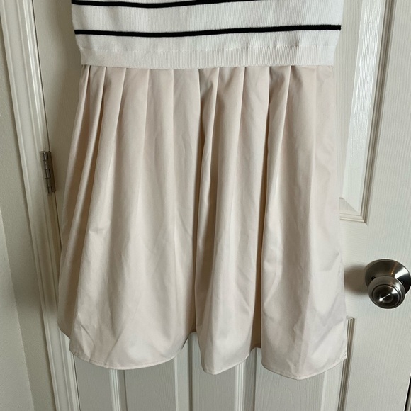 Womens Dresses Striped Knit Top Pleated Loose Swing Mini Short Sleeve Dress S - Picture 9 of 15